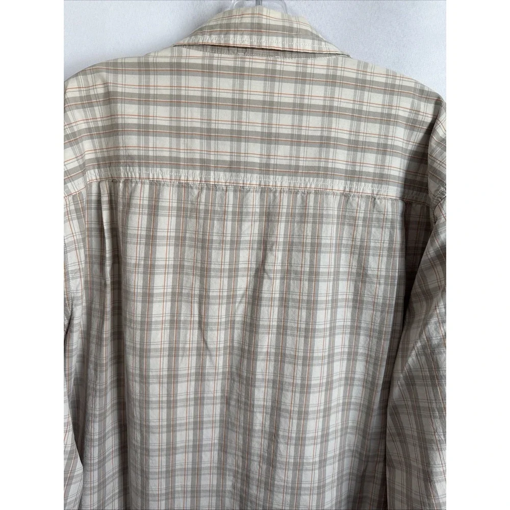 North Face Mens XXL Orange Gray Plaid Long Sleeve Button Down Shirt